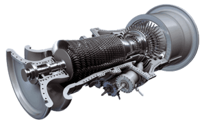 Industrial gas turbine cutaway